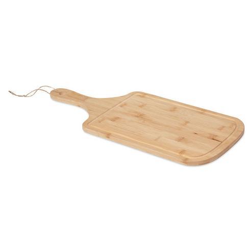Snijplank van bamboe met handvat en jute koord